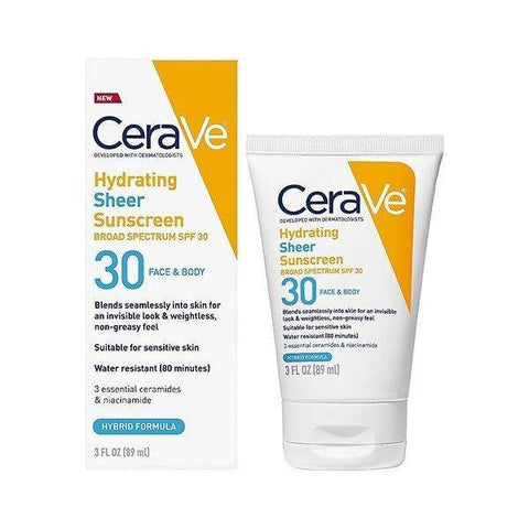 Cerave Hydrating Sheer Sunscreen Spf 30 Face & Body 89Ml - Vitamins House