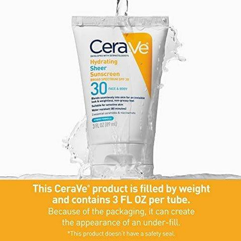 Cerave Hydrating Sheer Sunscreen Spf 30 Face & Body 89Ml - Vitamins House