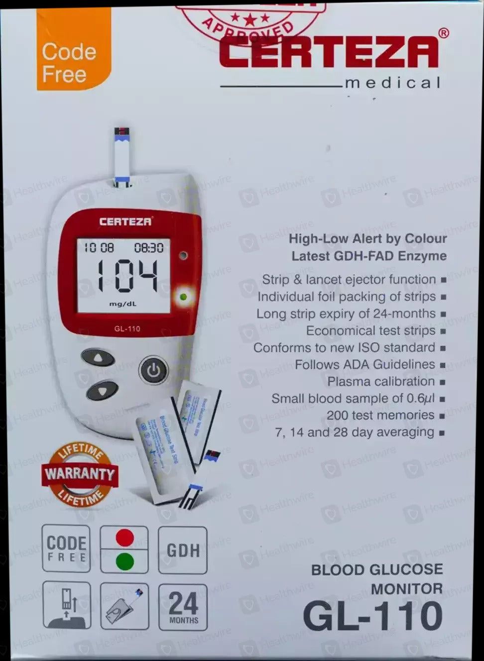 Certeza Blood Glucose Monitor GL-110 - Vitamins House