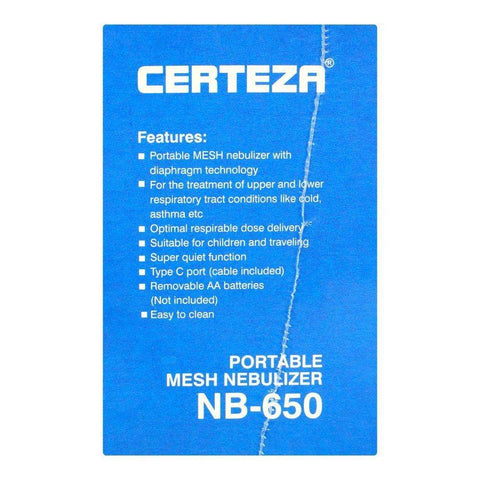 Certeza Portable Mesh Nebulizer NB-650 - Vitamins House