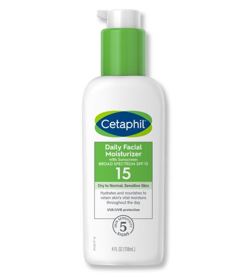 Cetaphil Daily Facial Moisturizer With Sunscreen Broad Spectrum Spf 15 Dry To Normal Sensitive Skin 118Ml