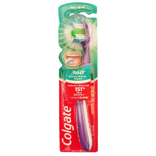 Colgate 360 Whole Mouth Clean Soft Toothbrush (Purple), 1 Ct