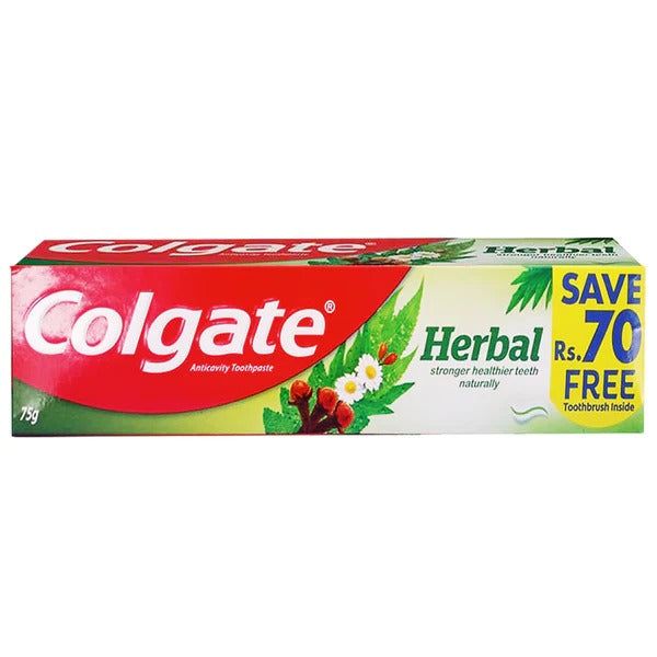 Colgate Toothpaste In House Colgate Herbal Anticavity Toothpaste with Free Toothbruh, 75g ...