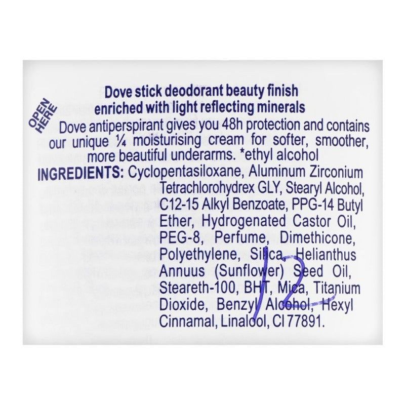 Dove Beauty Finish With Beauty Mineral 48H Anti-Perspirant Deodorant Stick, 40g - Vitamins House