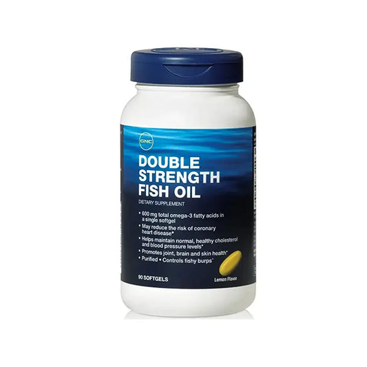 GNC Double Strength Fish Oil 90Ct Front Side Image Vitamins House 