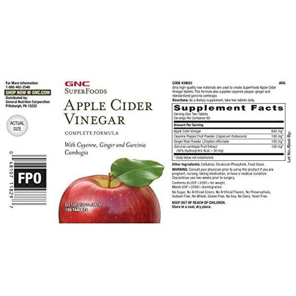 GNC Apple Cider Vinegar 120ct - Vitamins House