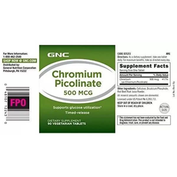 GNC Chromium Picolinate 500mcg 90 Tablets - Vitamins House