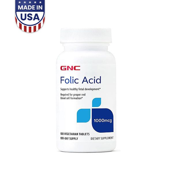 GNC Folic Acid 1000mcg (100 Tablets) - Vitamins House