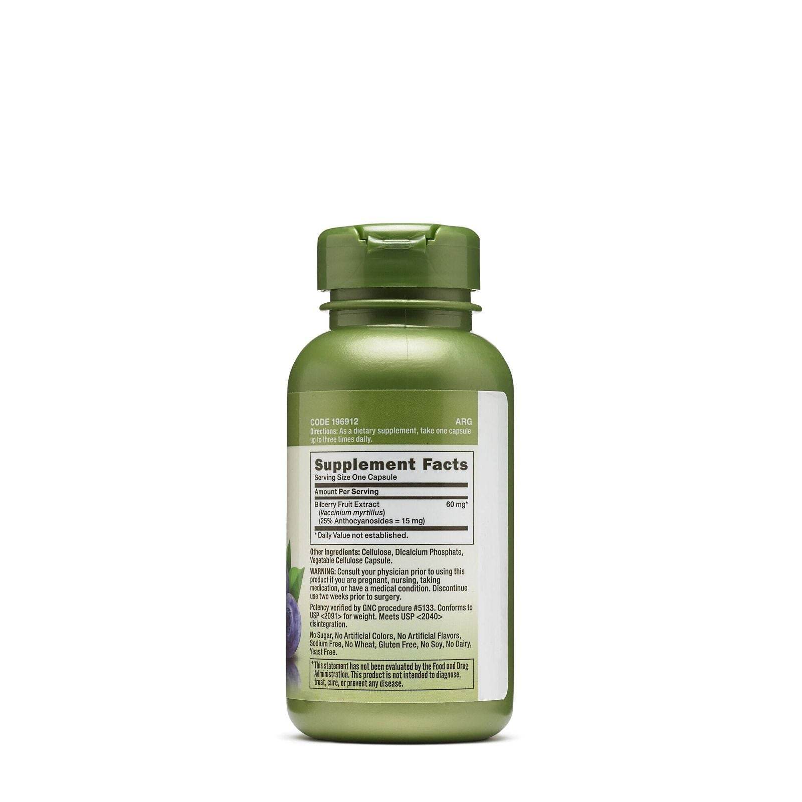 GNC Herbal Bilberry Extract 60mg, 100 Capsules - Vitamins House