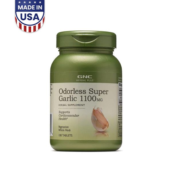 GNC Herbal Plus Odorless Super Garlic 1100mg 100 Tablets - Vitamins House