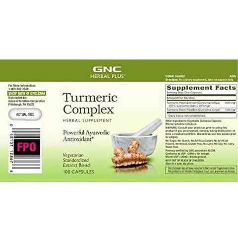 GNC Herbal Plus Turmeric Complex 100 Capsules - Vitamins House
