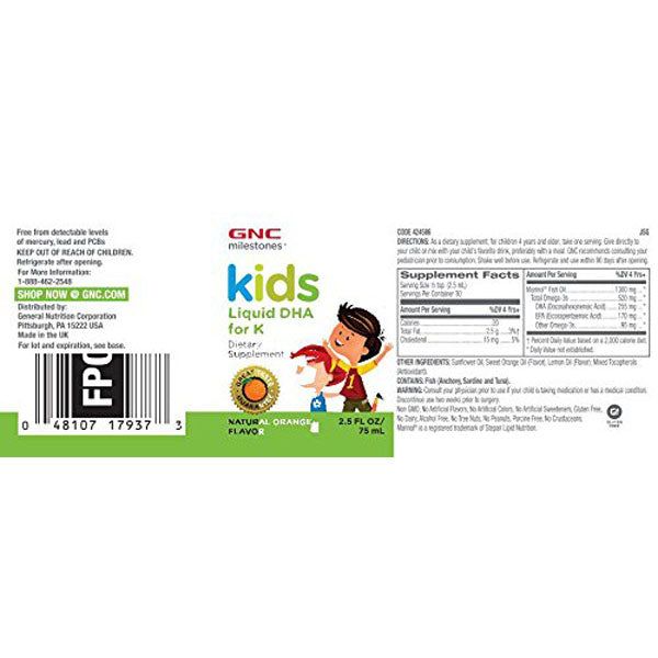 GNC Milestones Kids Liquid DHA 75ml - Vitamins House