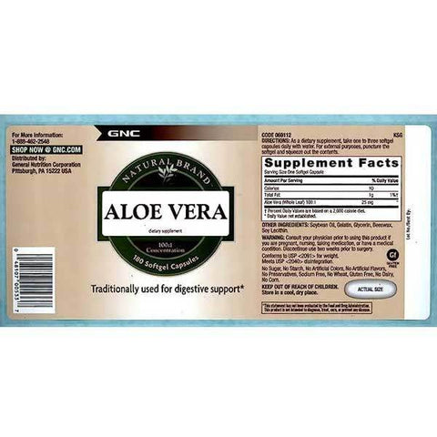 GNC Natural Brand Aloe Vera 90 Softgel - Vitamins House