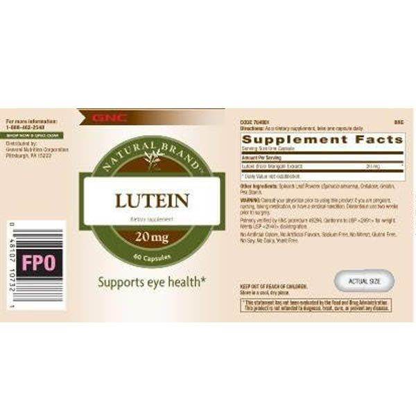 GNC Natural Brand™ Lutein 20mg - Vitamins House