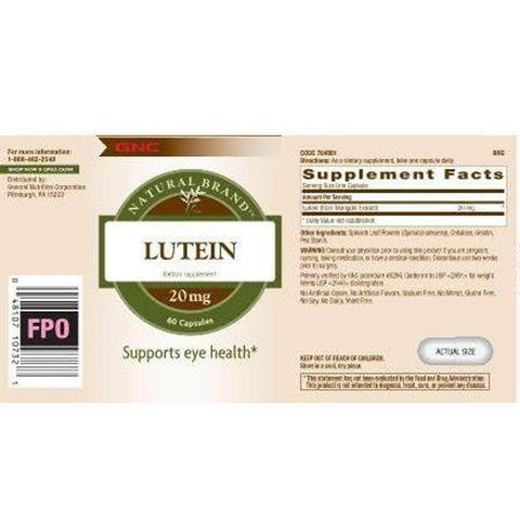 GNC Natural Brand™ Lutein 20mg - Vitamins House