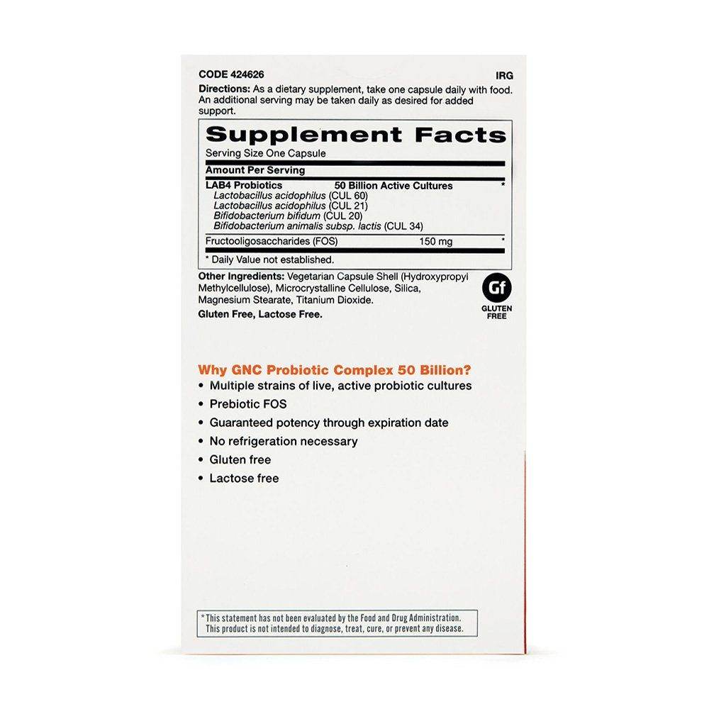 GNC Probiotic Complex – 50 Billion CFUs 30 Capsules - Vitamins House