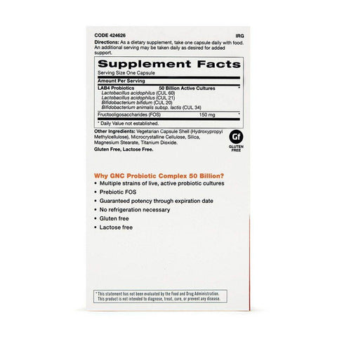 GNC Probiotic Complex – 50 Billion CFUs 30 Capsules - Vitamins House