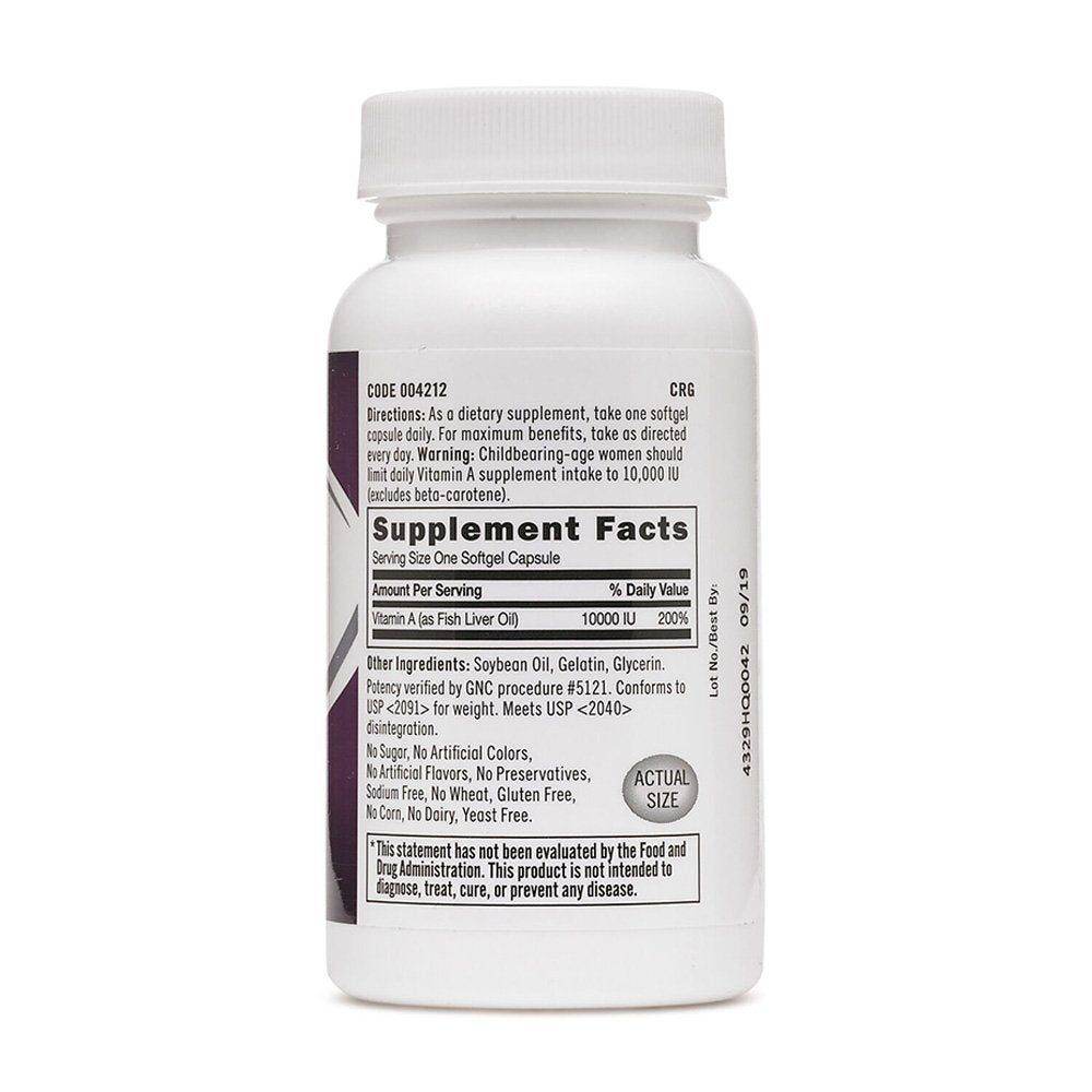 GNC Vitamin A 10000 IU 100 Softgels - Vitamins House