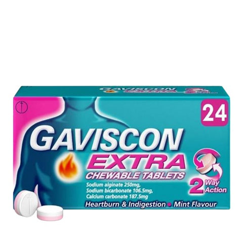 Gaviscon Extra Chewable 24 Tablets UK Imported