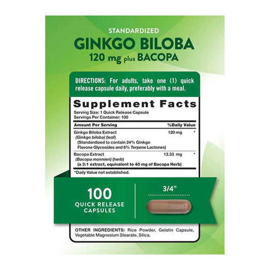 Nature’s Truth Ginkgo Biloba 120mg in Pakistan Supplement Facts