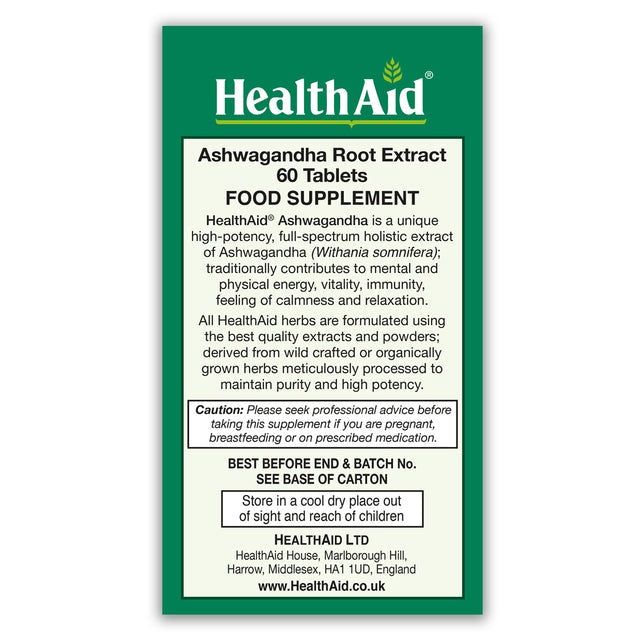 HealthAid Ashwagandha Root Extract, 60 Ct - Vitamins House