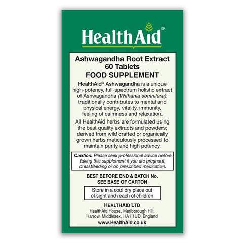 HealthAid Ashwagandha Root Extract, 60 Ct - Vitamins House