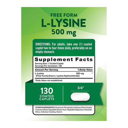 Nature’s Truth L-Lysine 500mg in Pakistan Supplement Facts