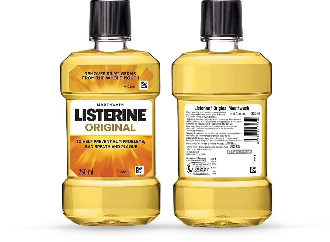 Listerine Antiseptic Mouthwash Original, 250ml - Vitamins House