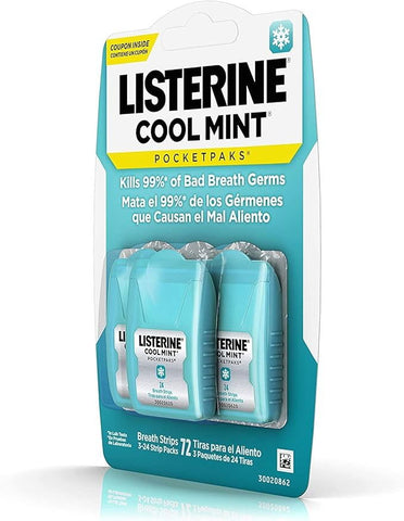 Listerine Cool Mint Pocket Paks - Pack of 24 Strips, 3 Ct - Vitamins House