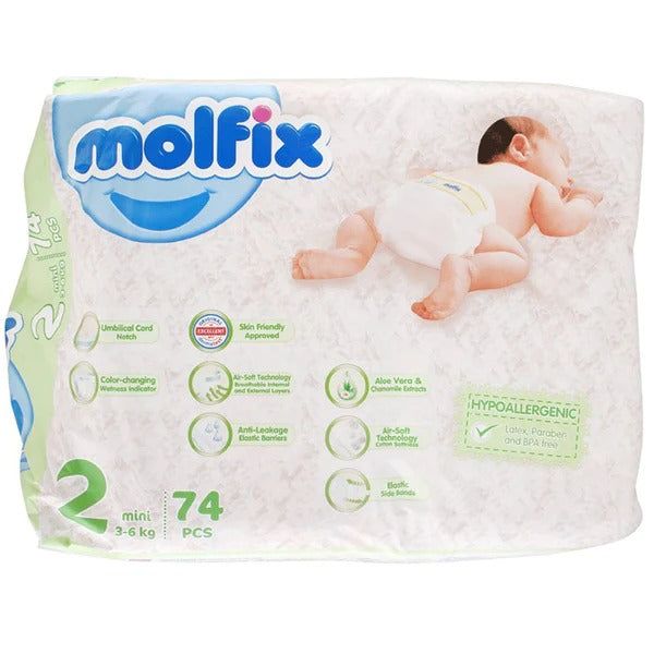 Molfix Diapers Size 2 (Mini), 74 Ct - Vitamins House