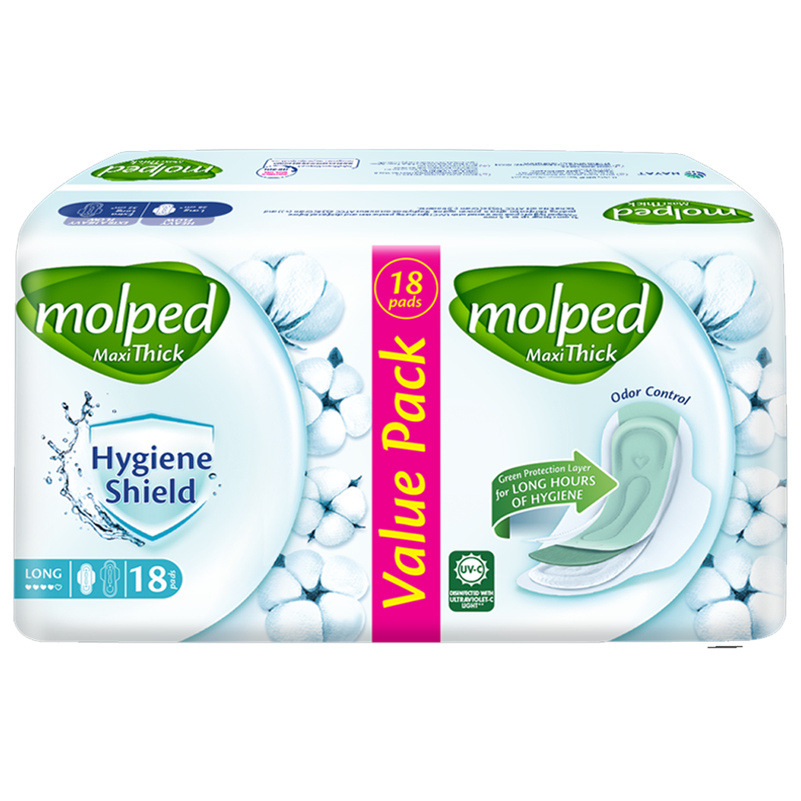 Molped Maxi Thick (Long), 18 Pads - Vitamins House