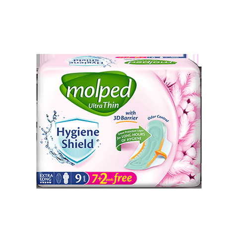 Molped Ultra Thin (Extra Long) With 3D Barrier, 9 Pads - Vitamins House
