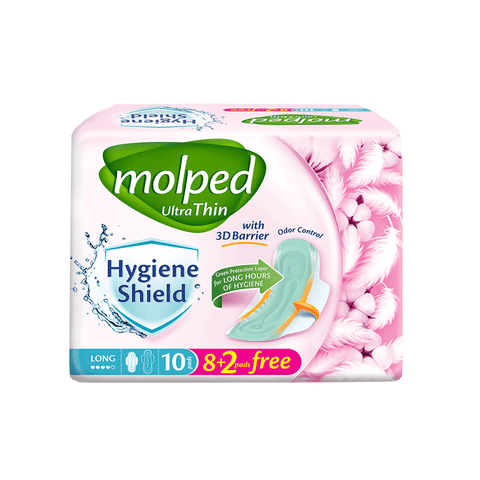 Molped Ultra Thin (Long) With 3D Barrier, 10 Pads - Vitamins House