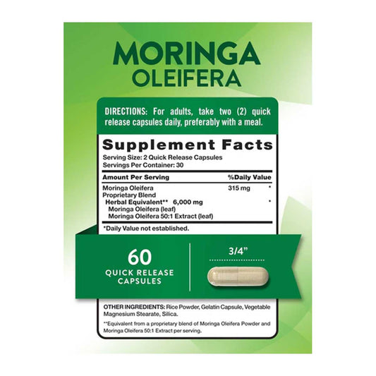 Nature’s Truth Moringa 6000mg Supplement Facts