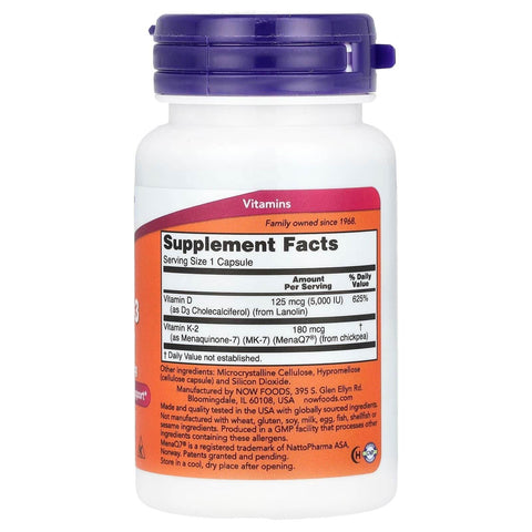 NOW Mega D-3 & MK-7, 60 Ct - Vitamins House