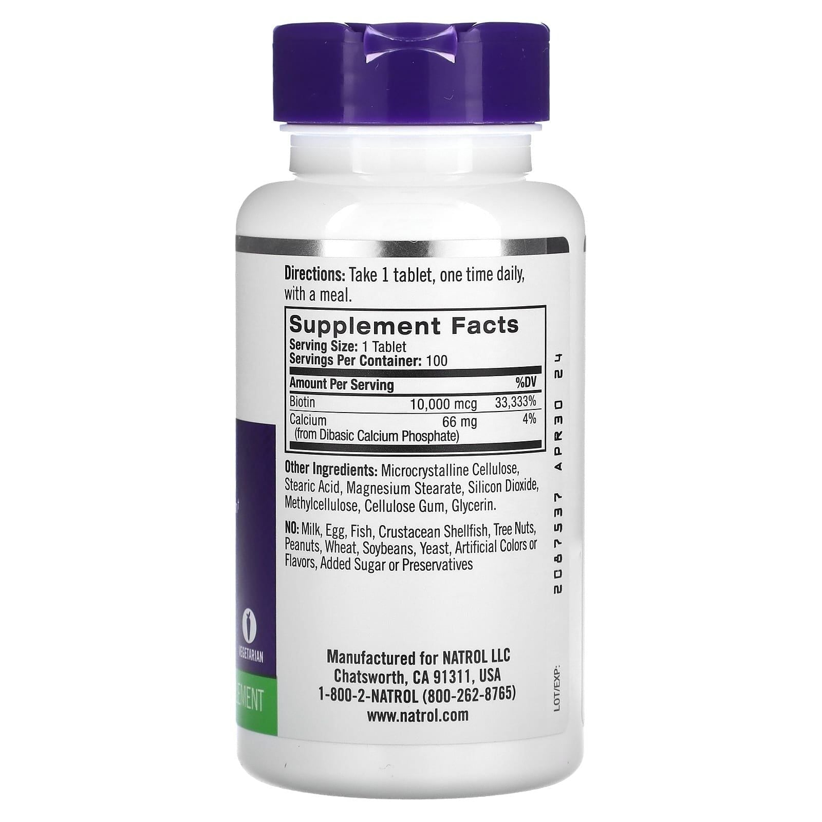 Natrol Biotin 10000mcg 100ct - Vitamins House