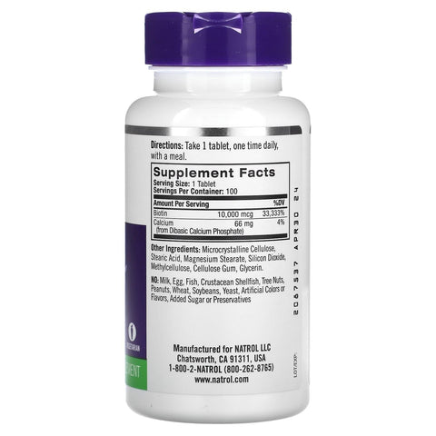 Natrol Biotin 10000mcg 100ct - Vitamins House