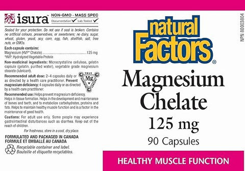 Natural Factors Magnesium Chelate 125mg, 90 Ct