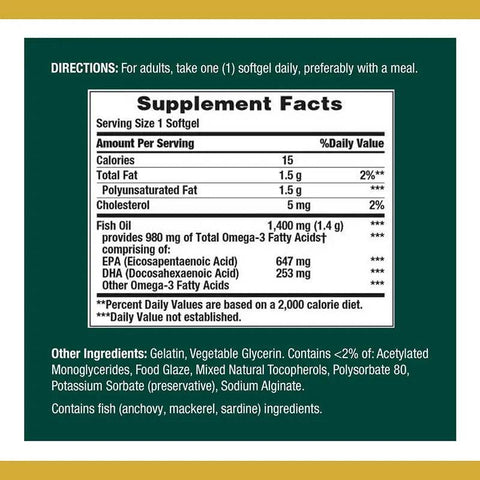 Nature's Bounty Fish Oil 1400mg Plus Omega-3 39CT  in Pakistan Vitamins House