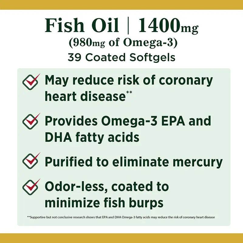 Nature's Bounty Fish Oil 1400mg Plus Omega-3 39CT  in Pakistan Vitamins House