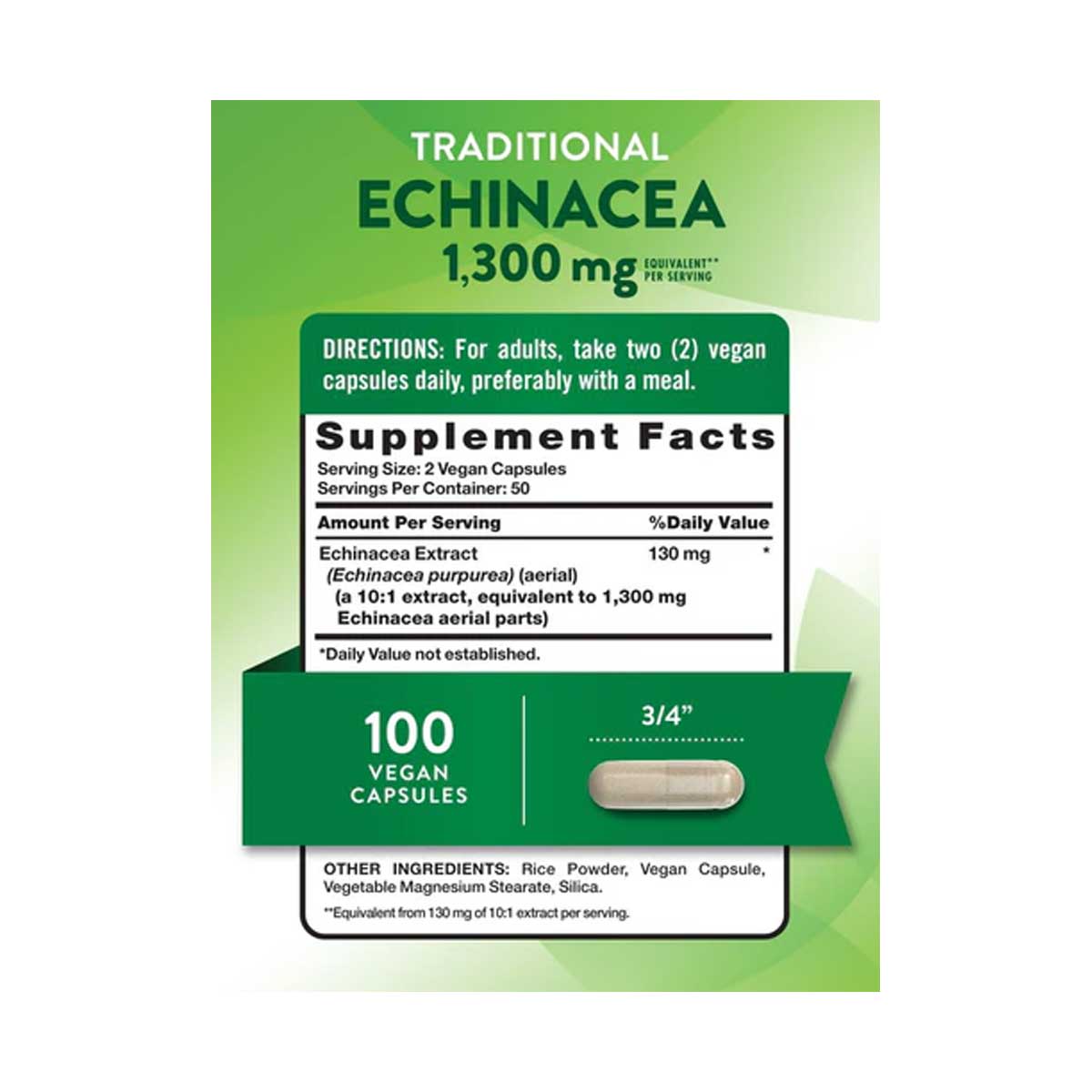 Nature’s Truth Echinacea 1300mg in Pakistan Supplement Facts