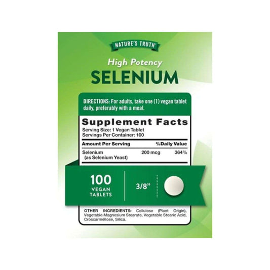 Nature’s Truth Selenium 200mcg in Pakistan Supplement Facts
