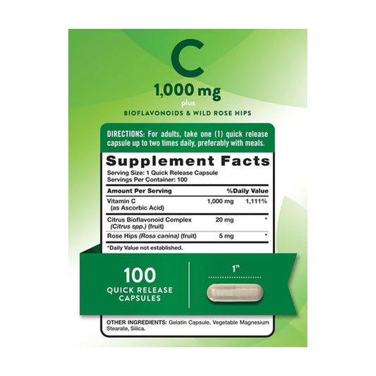 Nature’s Truth Vitamin C 1000mg Supplement Facts