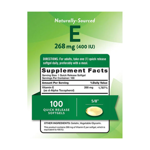 Nature’s Truth Vitamin E 400 IU Supplement Facts