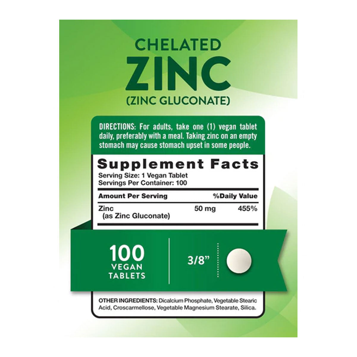 Nature’s Truth Zinc 50mg 100 Tablets in Pakistan Supplement Facts