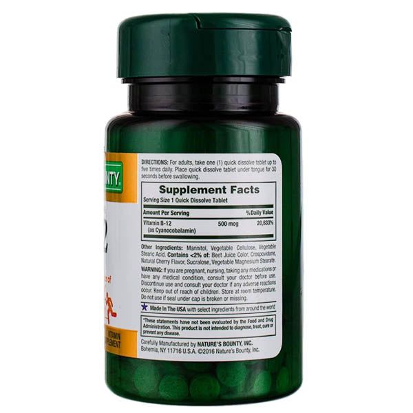 Nature's Bounty B12 500mcg - Vitamins House