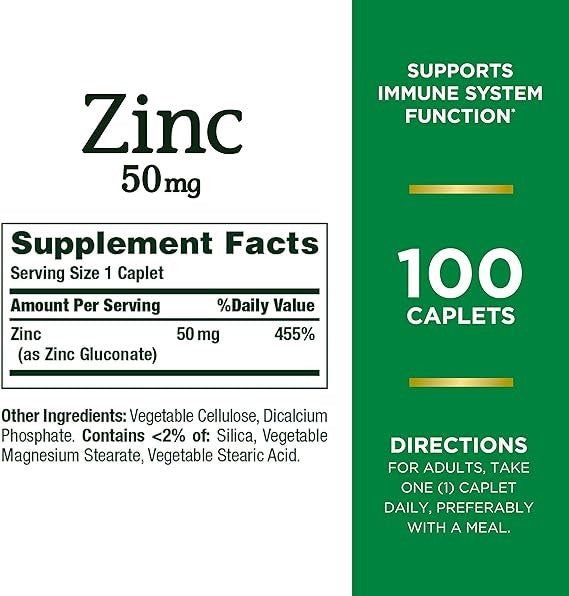 Nature's Bounty Zinc 50mg 100ct - Vitamins House