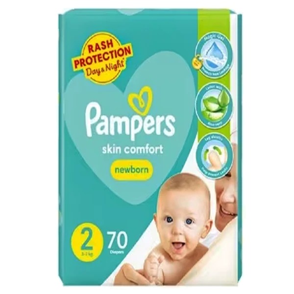 Pampers Skin Comfort Newborn Diapers Size 2 (Mini), 70 Ct