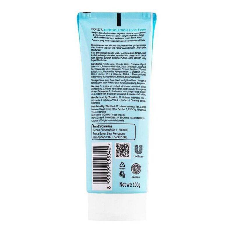 Pond's Acne Solution Facial Foam, 100g - Vitamins House