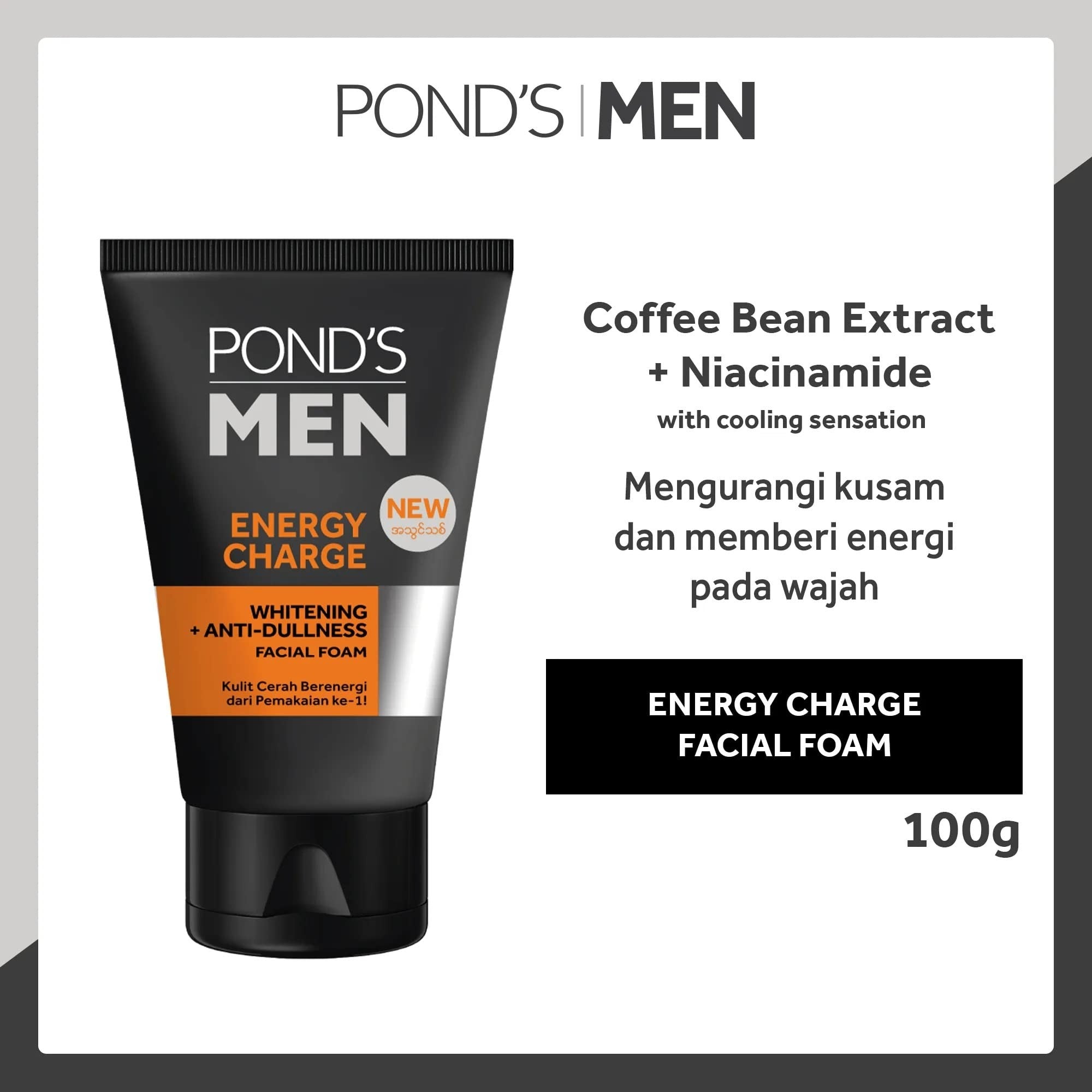 Pond's Men Energy Charge Facial Foam, 100g - Vitamins House